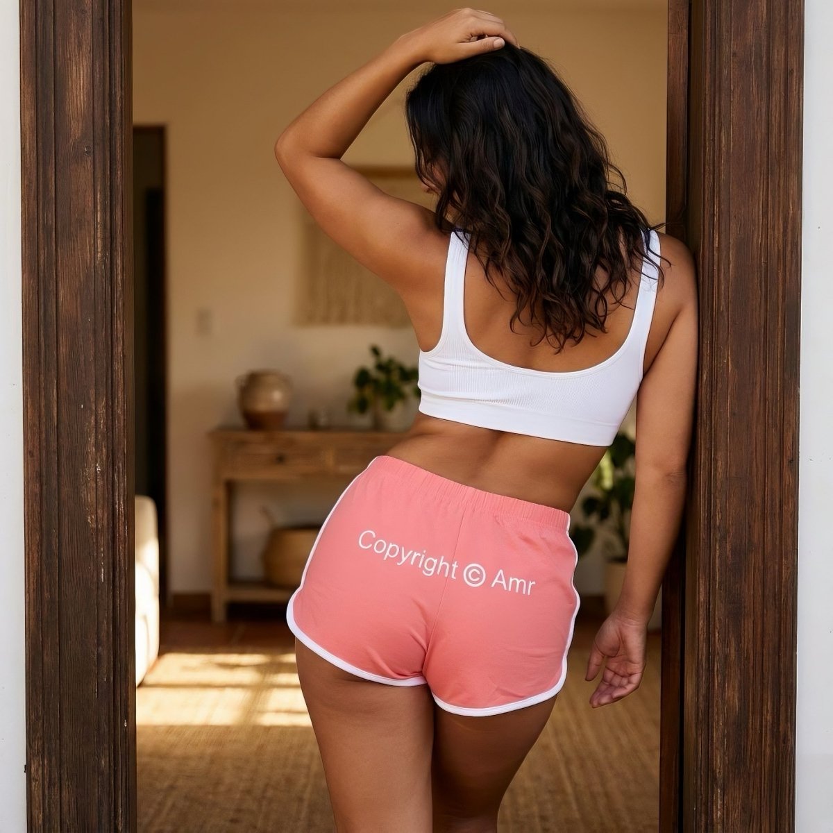 Women pink hot shorts - Copyright Yours - Etba3lly
