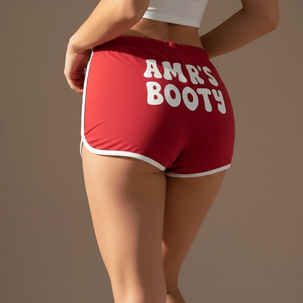 Women red hot shorts - Custom Name Booty - Etba3lly
